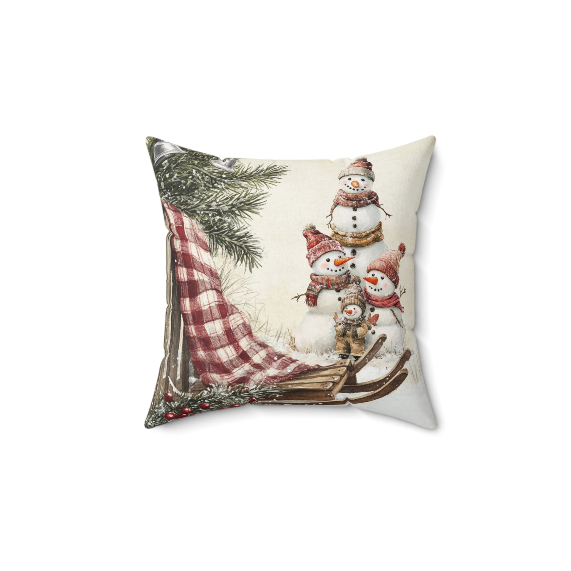 Snowy Times Together Square Pillow - ZumBuys