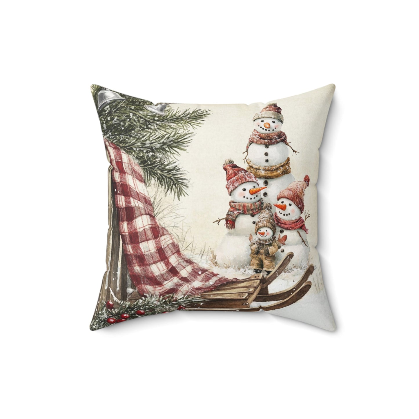 Snowy Times Together Square Pillow - ZumBuys