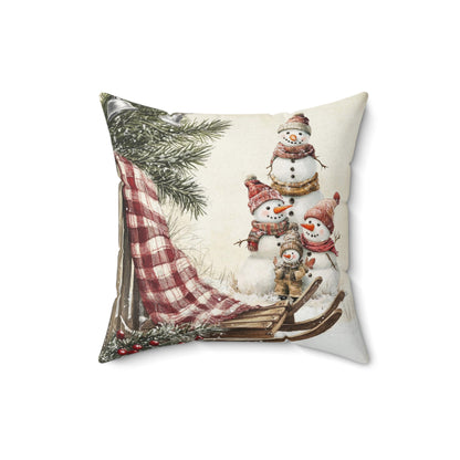 Snowy Times Together Square Pillow - ZumBuys