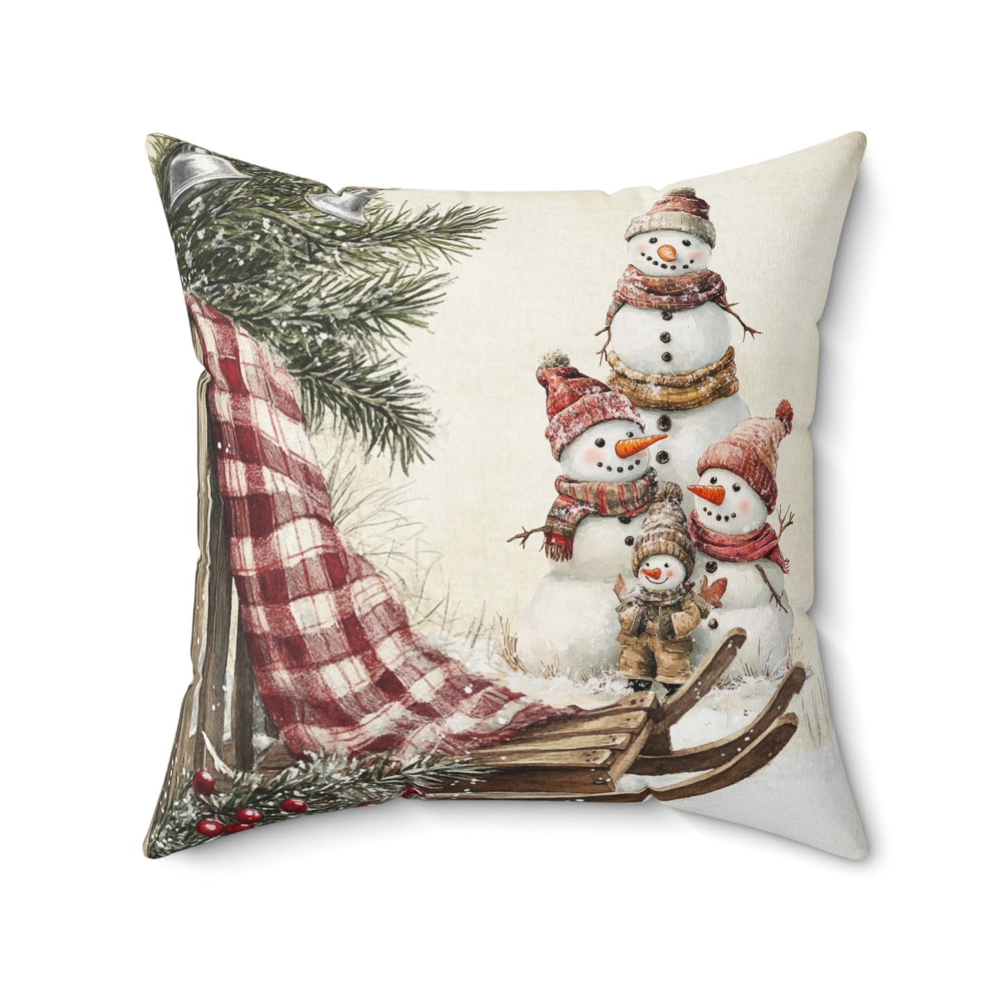 Snowy Times Together Square Pillow - ZumBuys