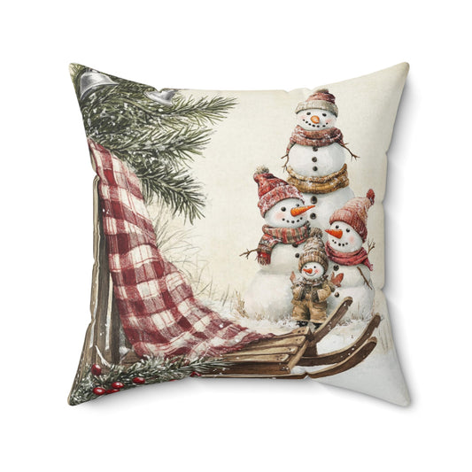 Snowy Times Together Square Pillow - ZumBuys