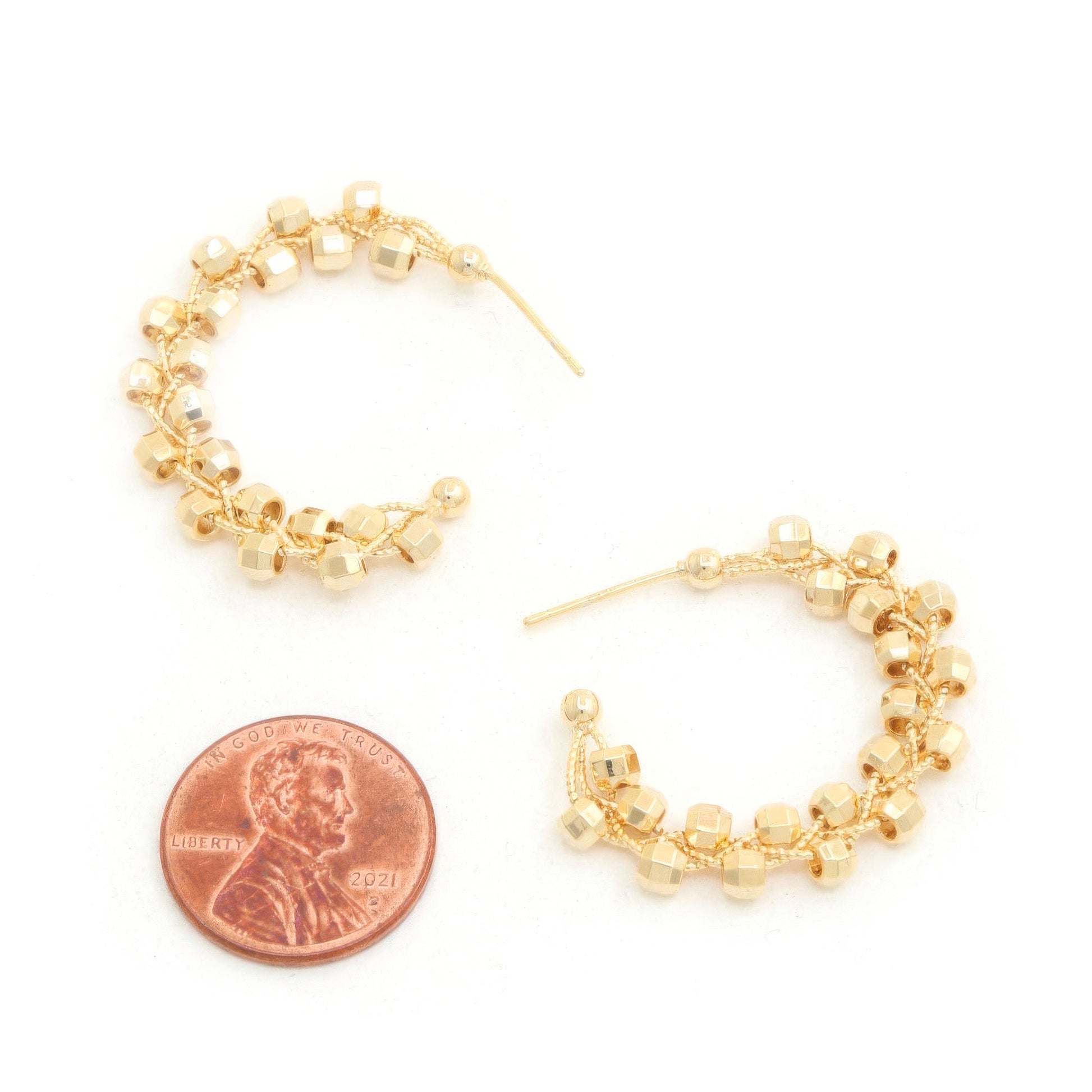 Sodajo Beaded Open Hoop Gold Dipped Earring - ZumBuys