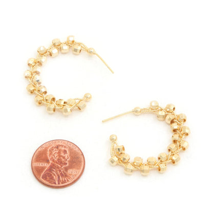 Sodajo Beaded Open Hoop Gold Dipped Earring - ZumBuys
