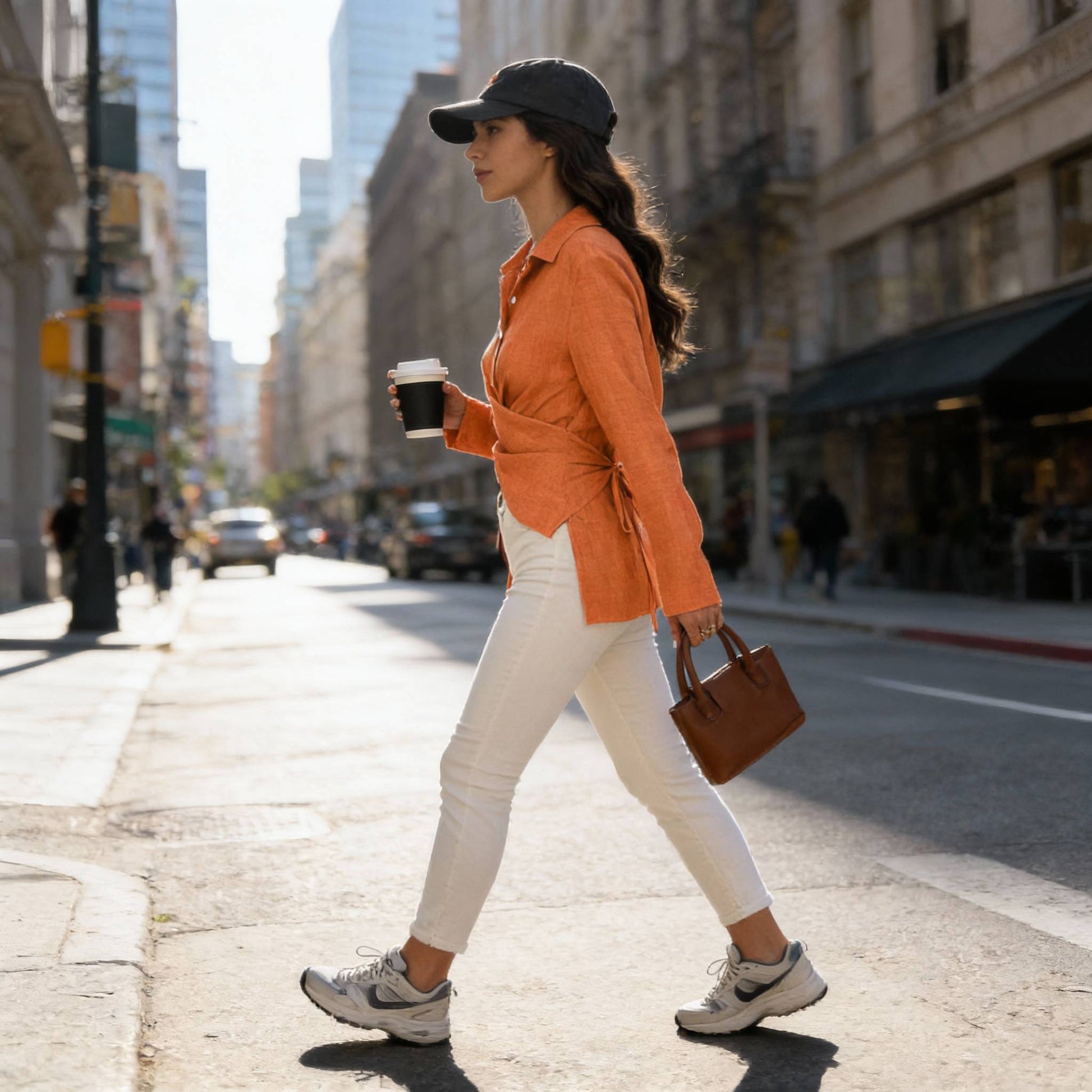 Solid Crossed Button Long Sleeve Blouse - ZumBuys