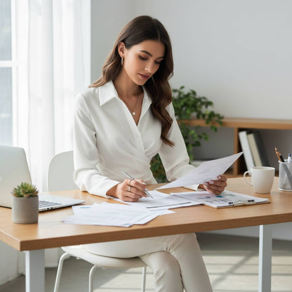 Solid Crossed Button Long Sleeve Blouse - ZumBuys