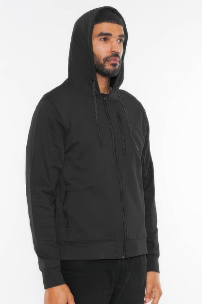 Solid Heathered Zip Up Jacket - ZumBuys