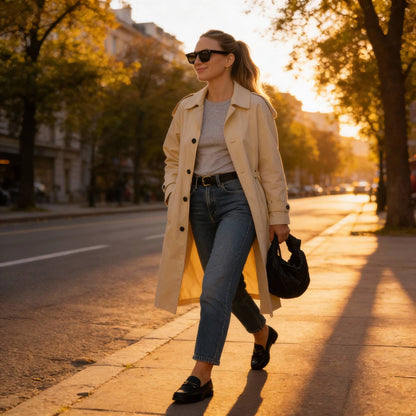 Solid Long Sleeve Trench Coat Woman Lined - ZumBuys