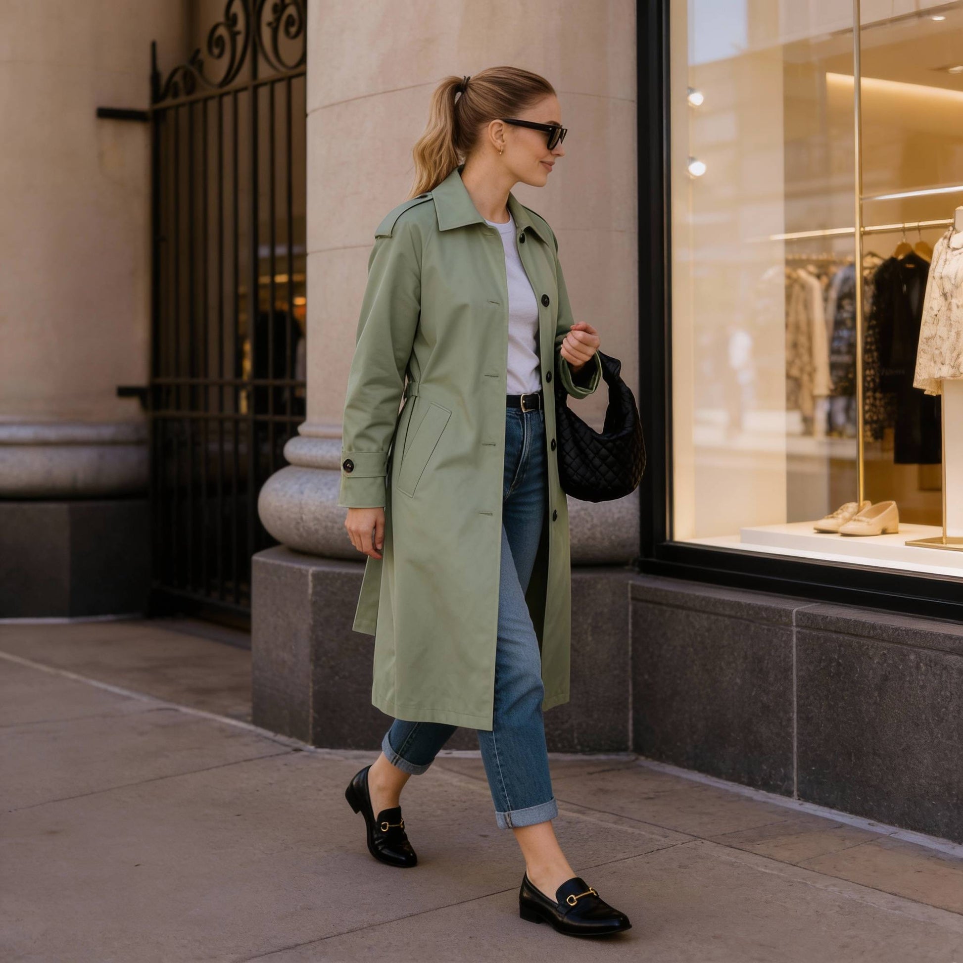 Solid Long Sleeve Trench Coat Woman Lined - ZumBuys