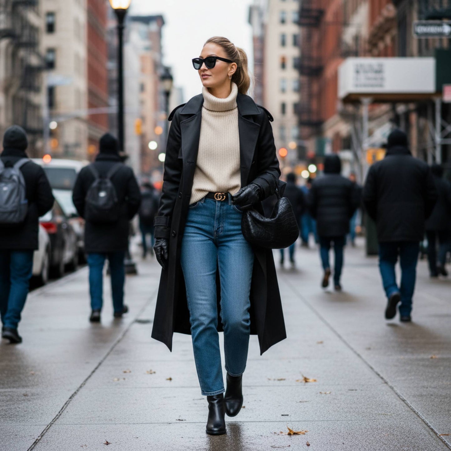 Solid Long Sleeve Trench Coat Woman Lined - ZumBuys