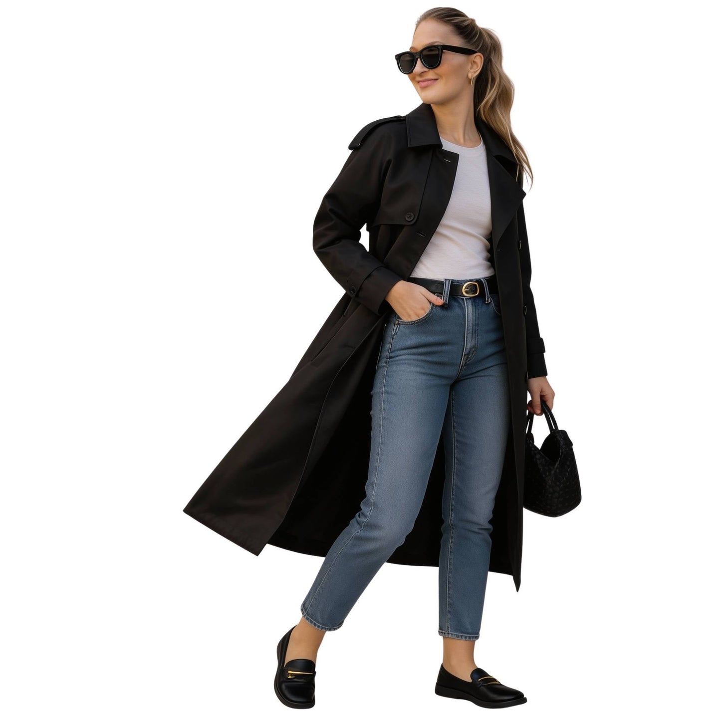 Solid Long Sleeve Trench Coat Woman Lined - ZumBuys