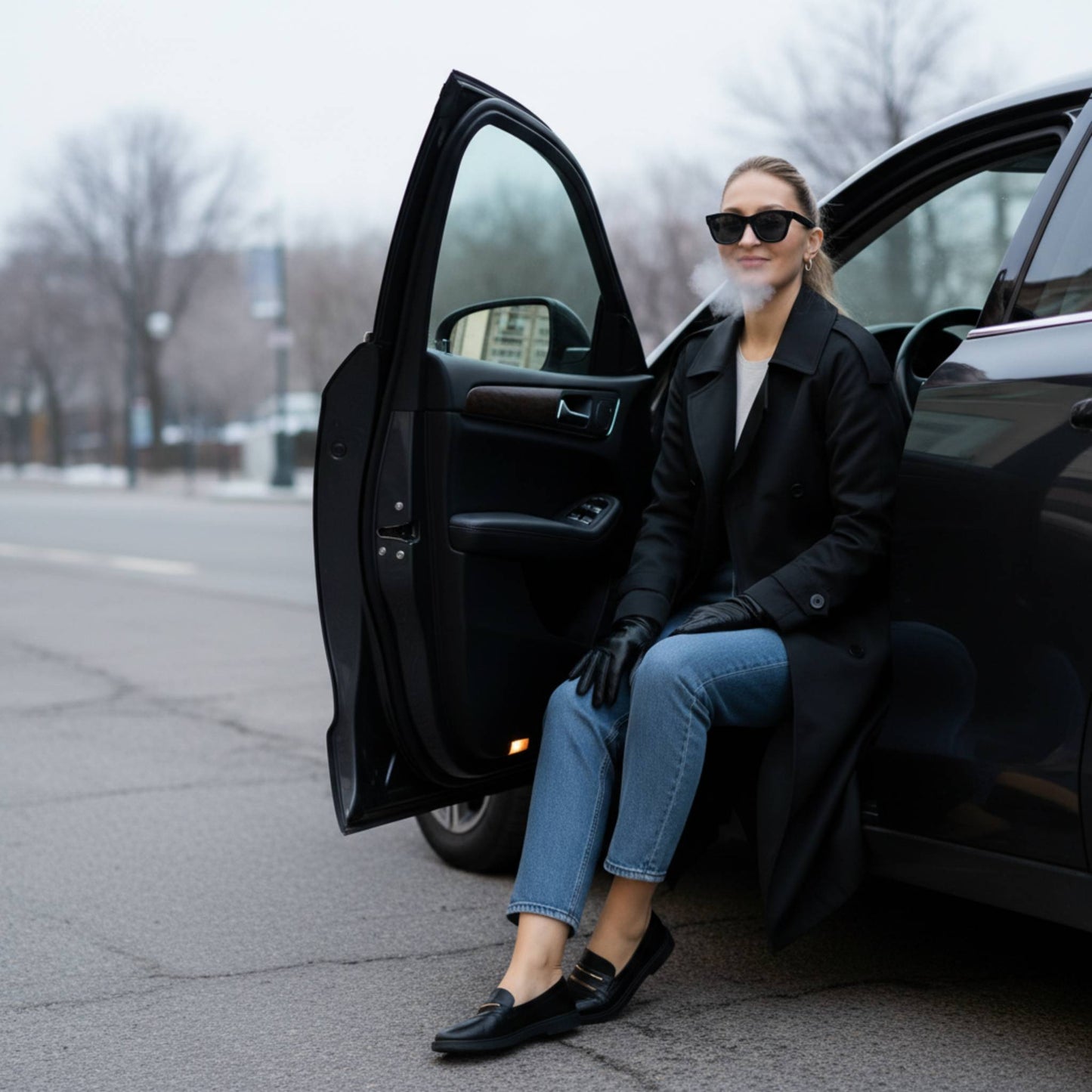 Solid Long Sleeve Trench Coat Woman Lined - ZumBuys