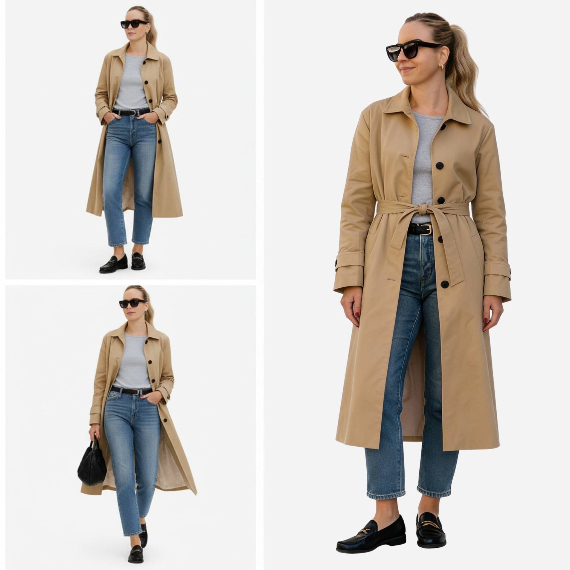 Solid Long Sleeve Trench Coat Woman Lined - ZumBuys