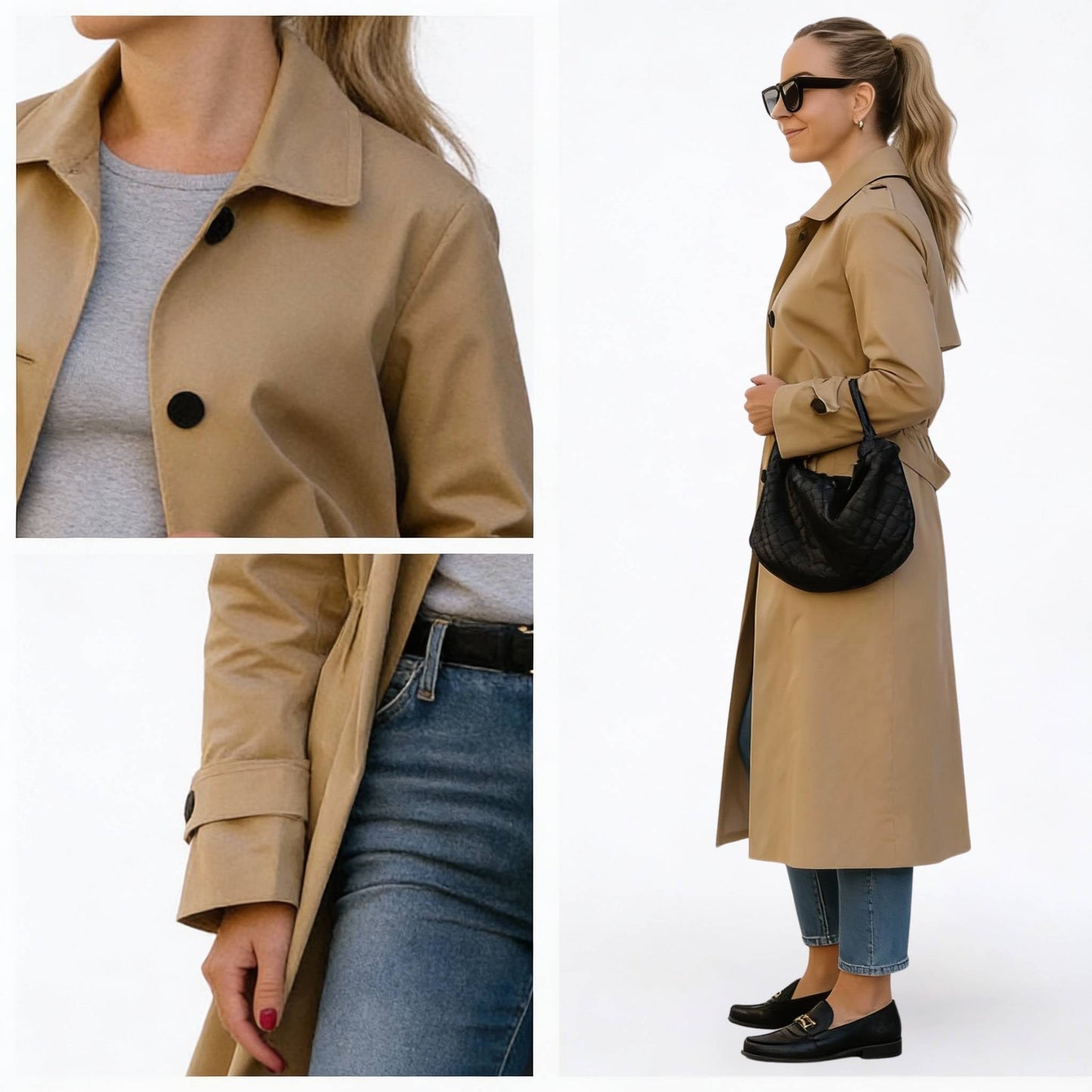 Solid Long Sleeve Trench Coat Woman Lined - ZumBuys