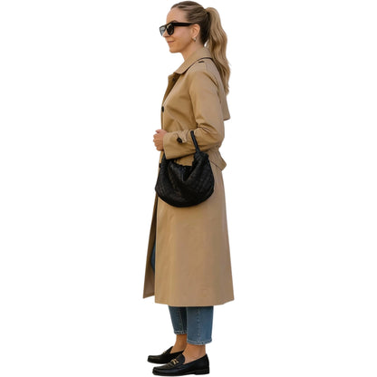 Solid Long Sleeve Trench Coat Woman Lined - ZumBuys