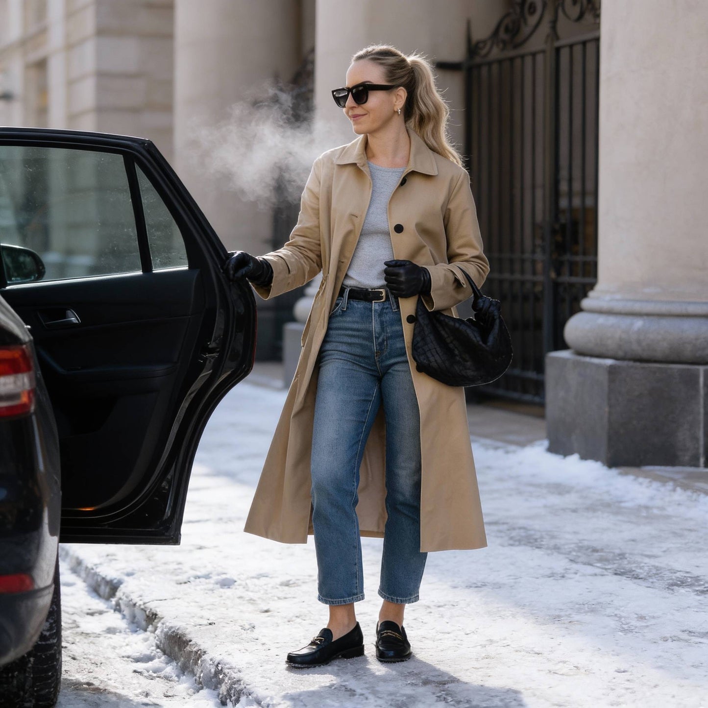 Solid Long Sleeve Trench Coat Woman Lined - ZumBuys