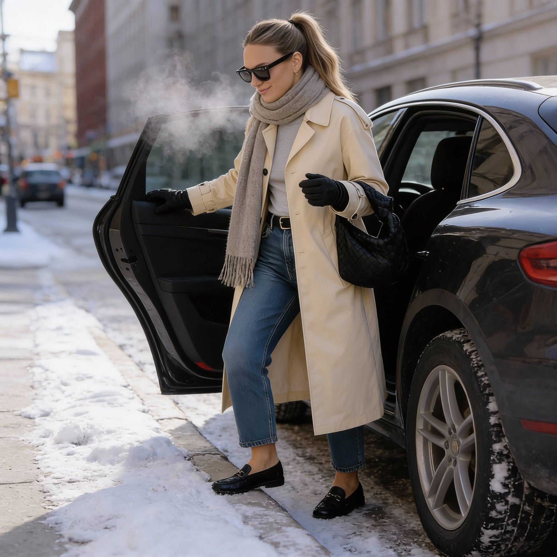 Solid Long Sleeve Trench Coat Woman Lined - ZumBuys