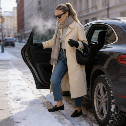 Solid Long Sleeve Trench Coat Woman Lined - ZumBuys