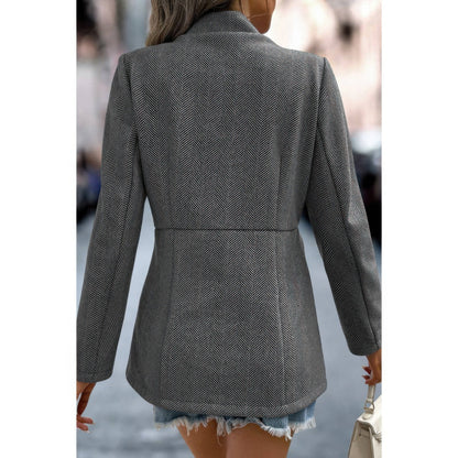 Solid Pocket Long Sleeve Elegant Wool Coat - ZumBuys
