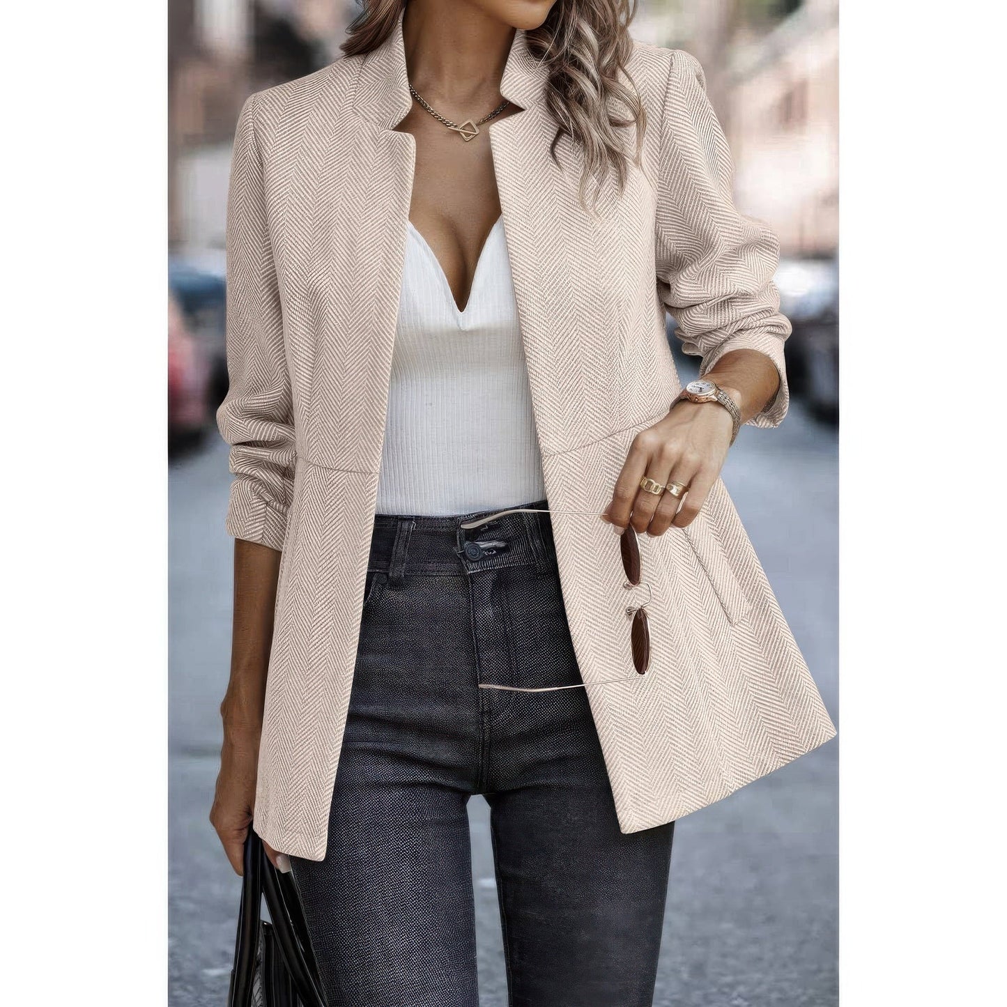 Solid Pocket Long Sleeve Elegant Wool Coat - ZumBuys