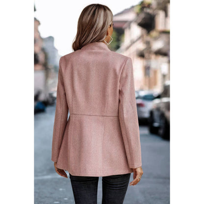 Solid Pocket Long Sleeve Elegant Wool Coat - ZumBuys