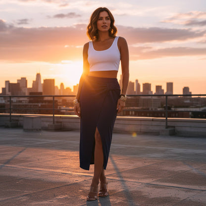 Solid Twist Wrap Assassin Fit Skirt - ZumBuys