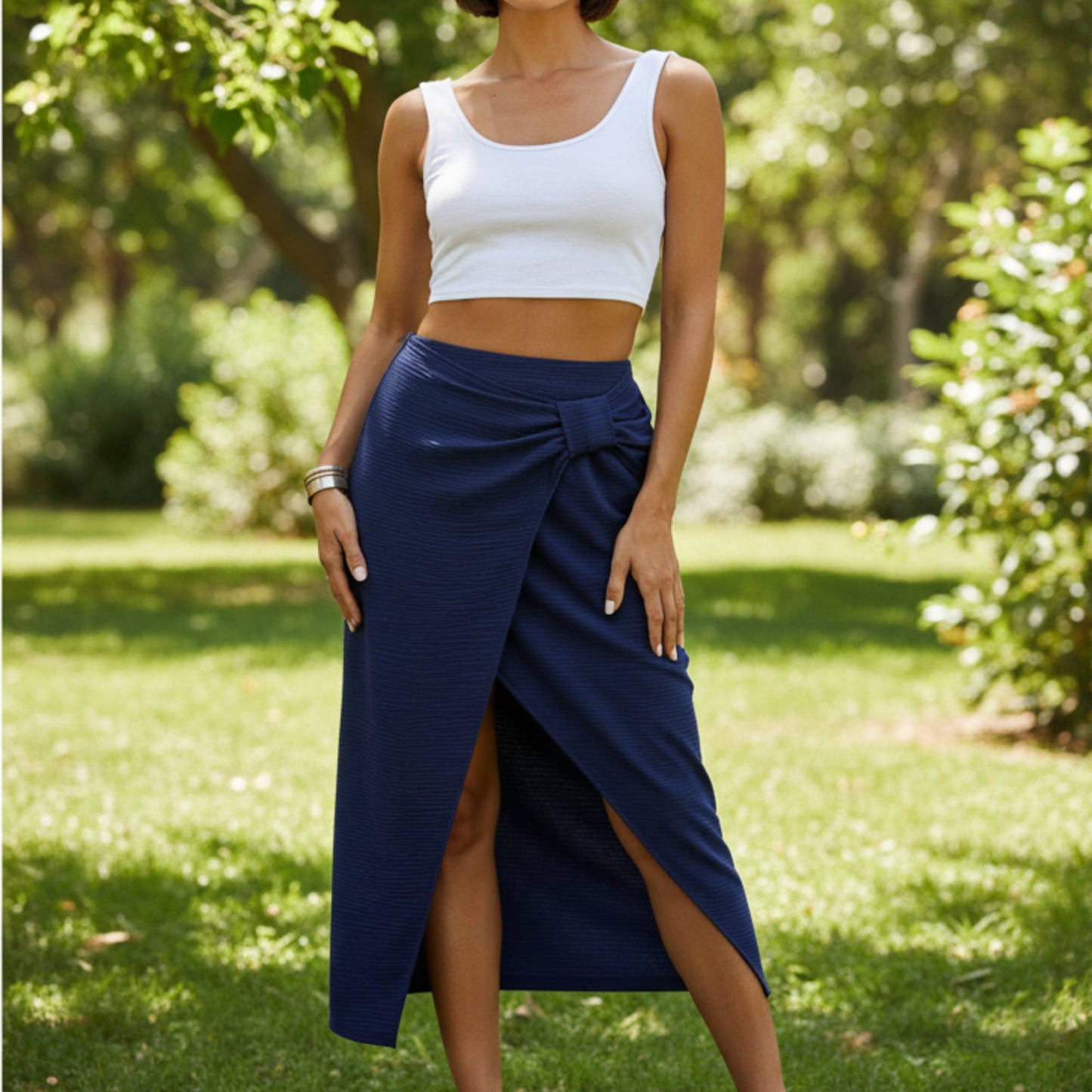 Solid Twist Wrap Assassin Fit Skirt - ZumBuys