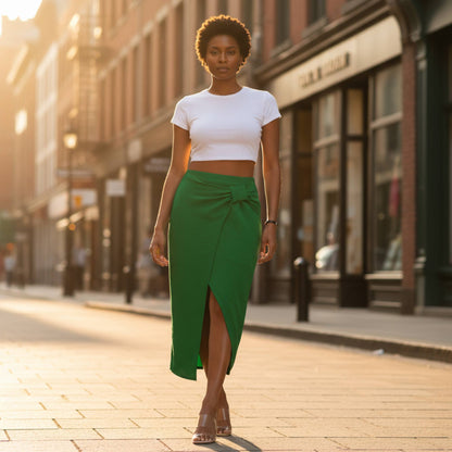 Solid Twist Wrap Assassin Fit Skirt - ZumBuys