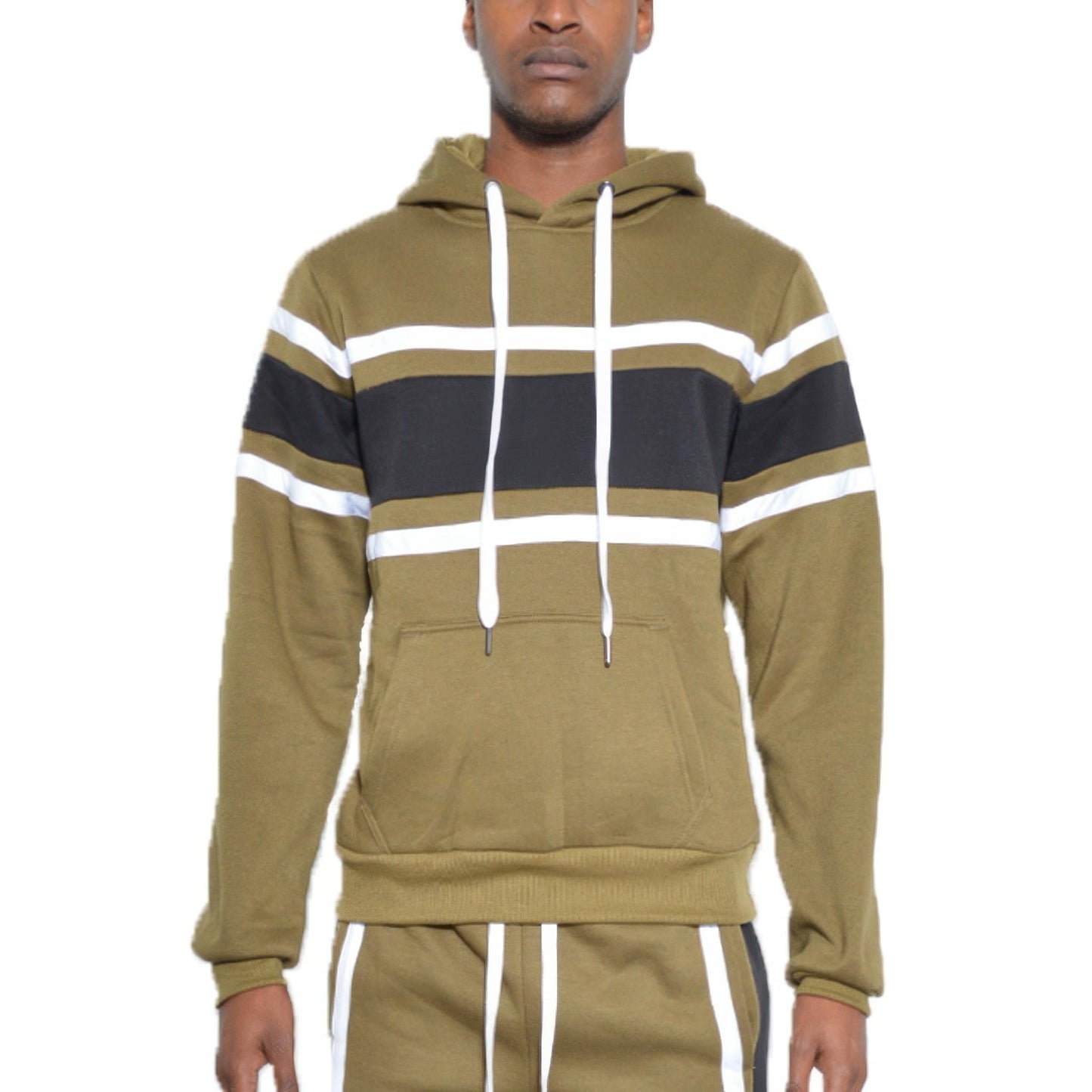 Solid With Three Stripe Pullover Hoodie - ZumBuys