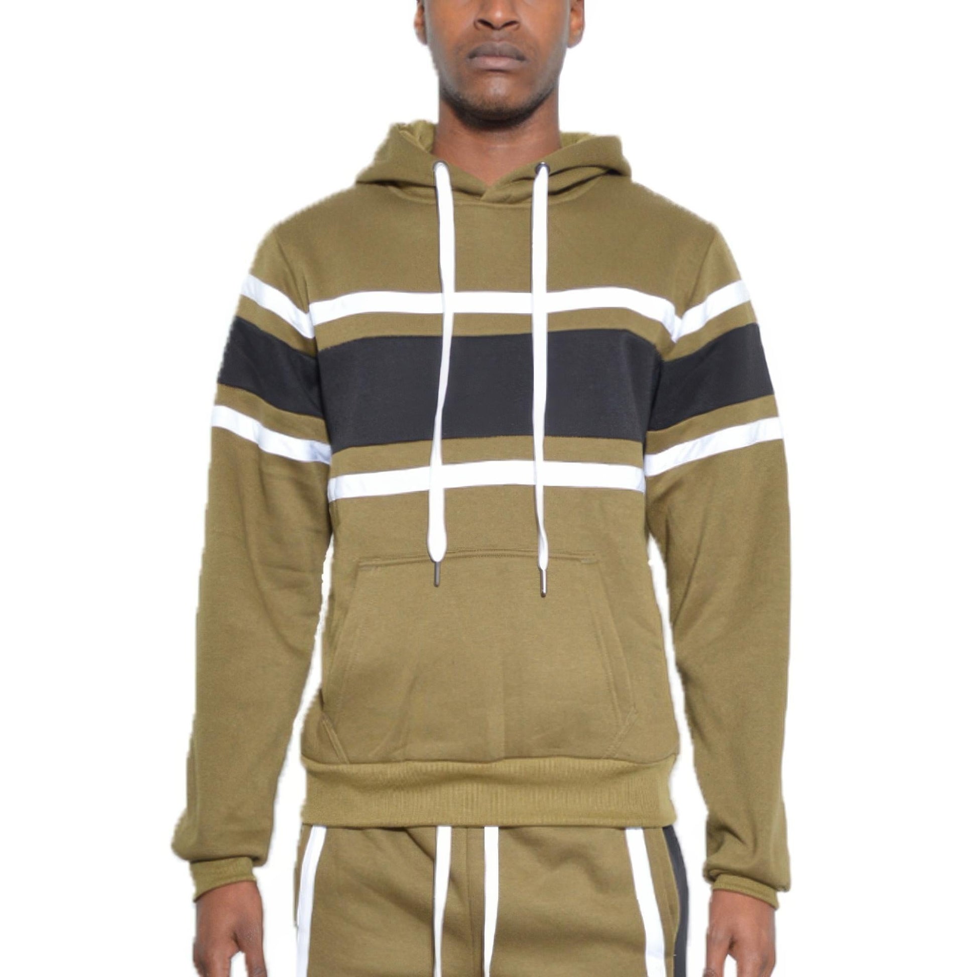Solid With Three Stripe Pullover Hoodie - ZumBuys