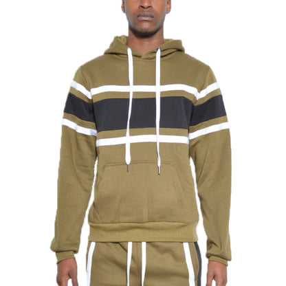 Solid With Three Stripe Pullover Hoodie - ZumBuys