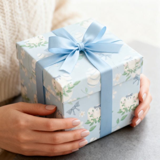 Spring Blossom Easter Egg Wrapping Paper – Blue Floral Gift Wrap, Baby Shower, Birthday & Easter Gift Wrap Roll - ZumBuys
