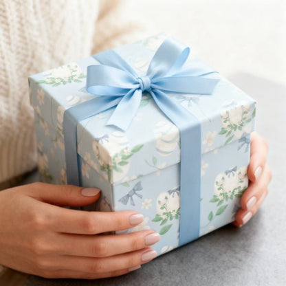 Spring Blossom Easter Egg Wrapping Paper – Blue Floral Gift Wrap, Baby Shower, Birthday & Easter Gift Wrap Roll - ZumBuys