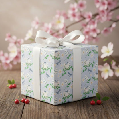 Spring Blossom Easter Egg Wrapping Paper – Blue Floral Gift Wrap, Baby Shower, Birthday & Easter Gift Wrap Roll - ZumBuys