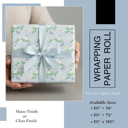 Spring Blossom Easter Egg Wrapping Paper – Blue Floral Gift Wrap, Baby Shower, Birthday & Easter Gift Wrap Roll - ZumBuys