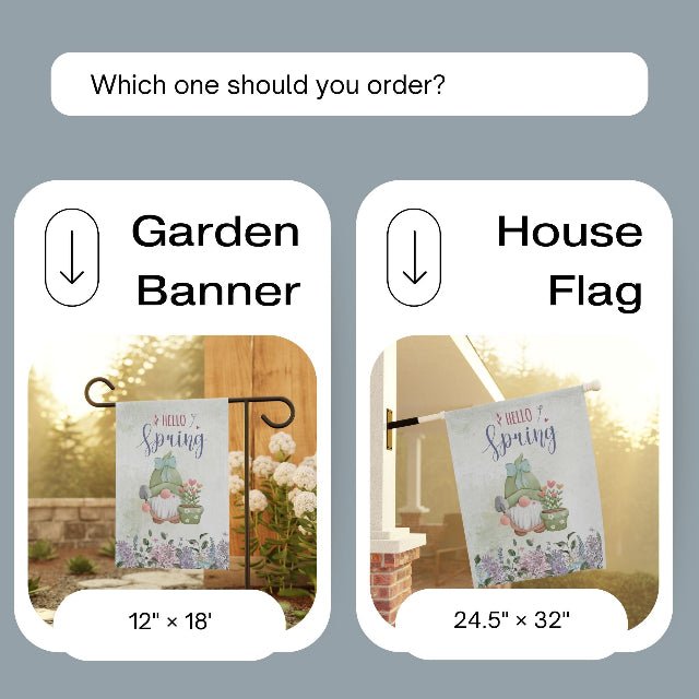 Spring Gnome Blossom Garden or House Banner - ZumBuys