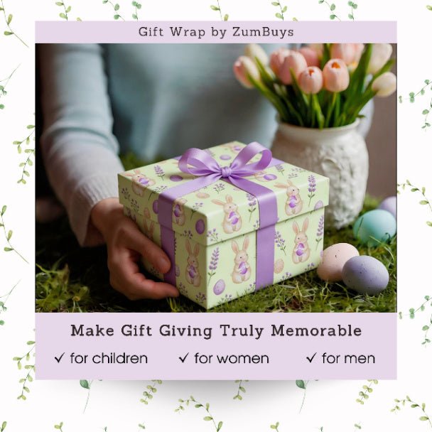 Springtime Bunny Bloom Wrapping Paper Roll - ZumBuys