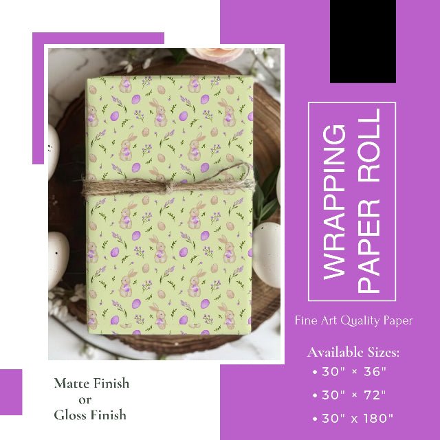 Springtime Bunny Bloom Wrapping Paper Roll - ZumBuys