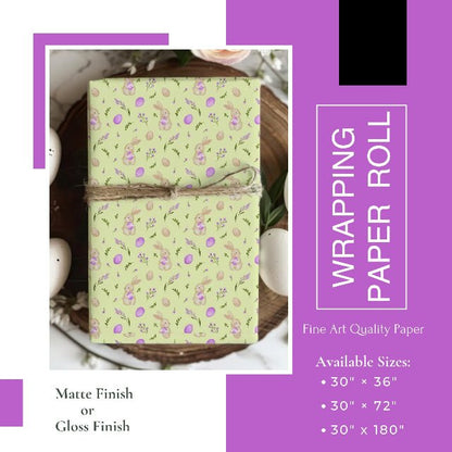 Springtime Bunny Bloom Wrapping Paper Roll - ZumBuys