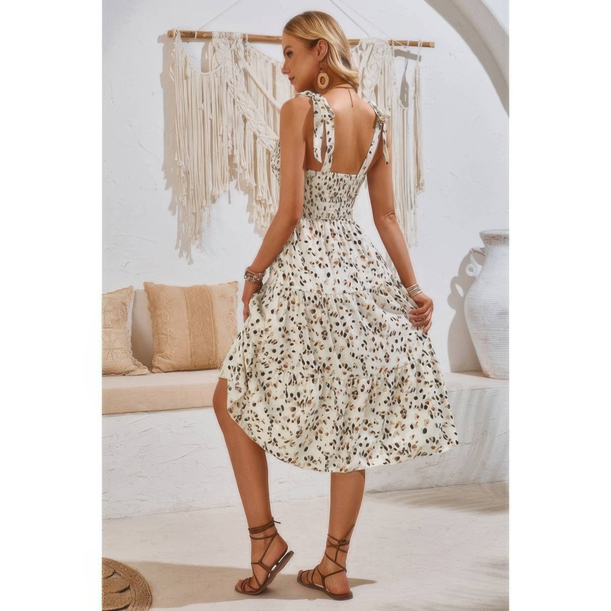 summer animal print dress mini INSPIRE CHIC Women's Leopard Print Summer Crew Neck Short Sleeve Casual A-Line Mini Dresses Small Brown
