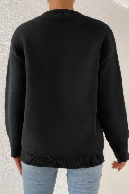 Star Print Knit Lose Fit Sweater - ZumBuys