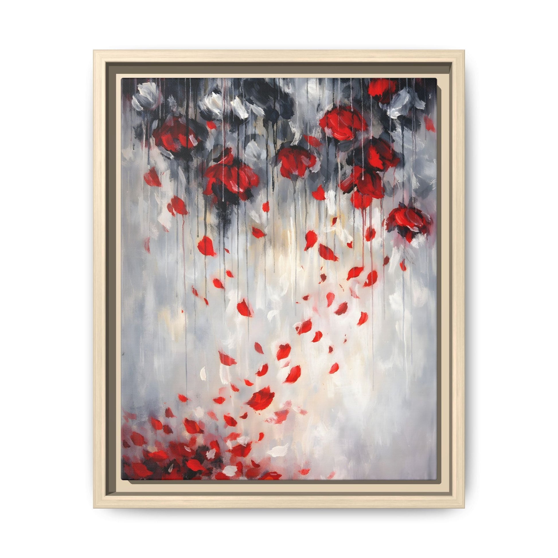 Storm of Scarlet Petals Matte Canvas, Framed (Multi - color) - ZumBuys