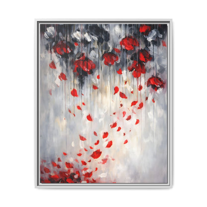 Storm of Scarlet Petals Matte Canvas, Framed (Multi - color) - ZumBuys