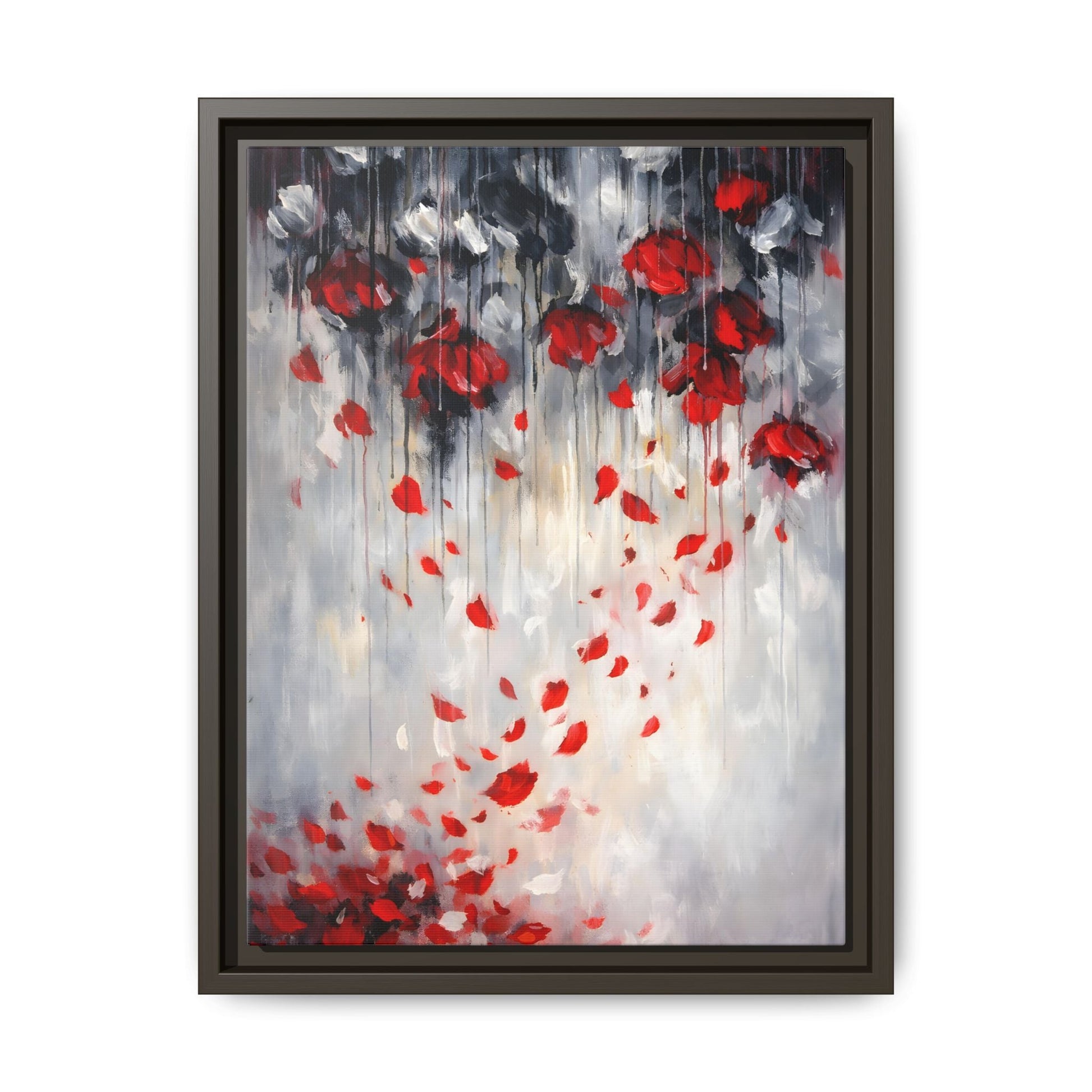 Storm of Scarlet Petals Matte Canvas, Framed (Multi - color) - ZumBuys