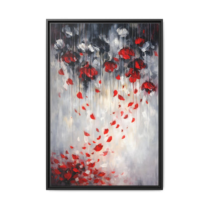 Storm of Scarlet Petals Matte Canvas, Framed (Multi - color) - ZumBuys