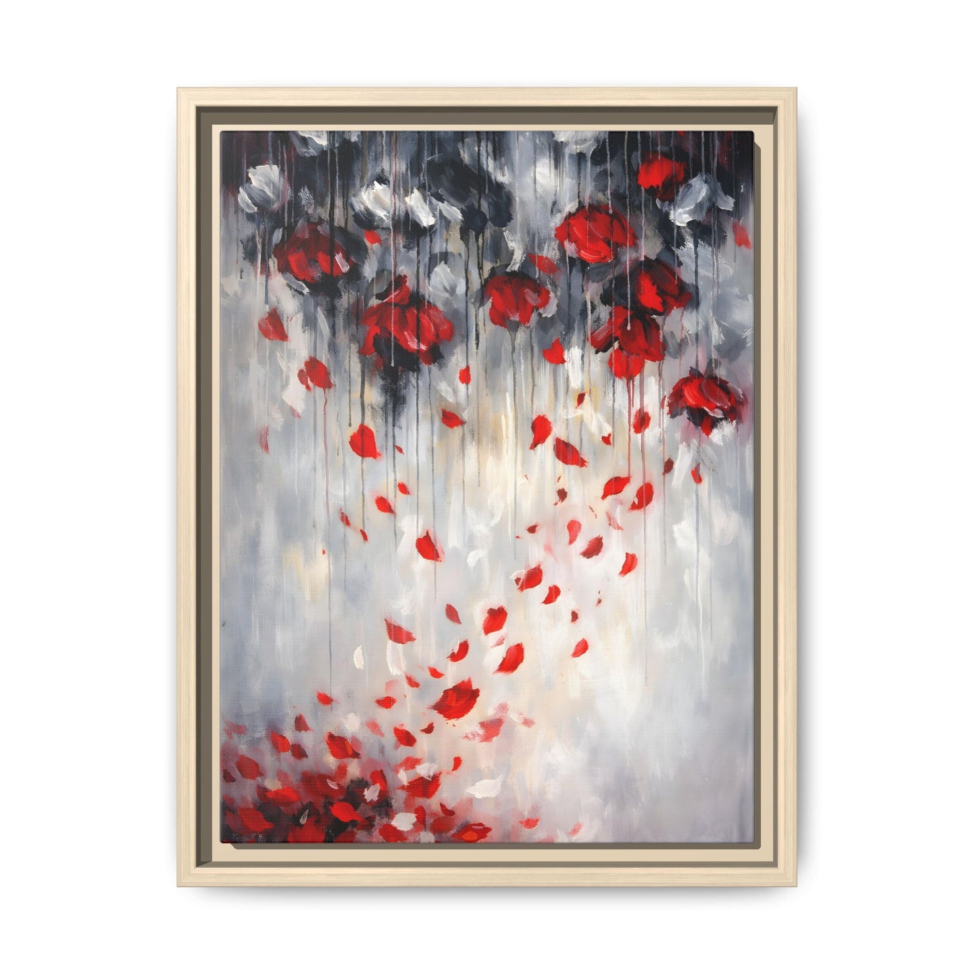 Storm of Scarlet Petals Matte Canvas, Framed (Multi - color) - ZumBuys