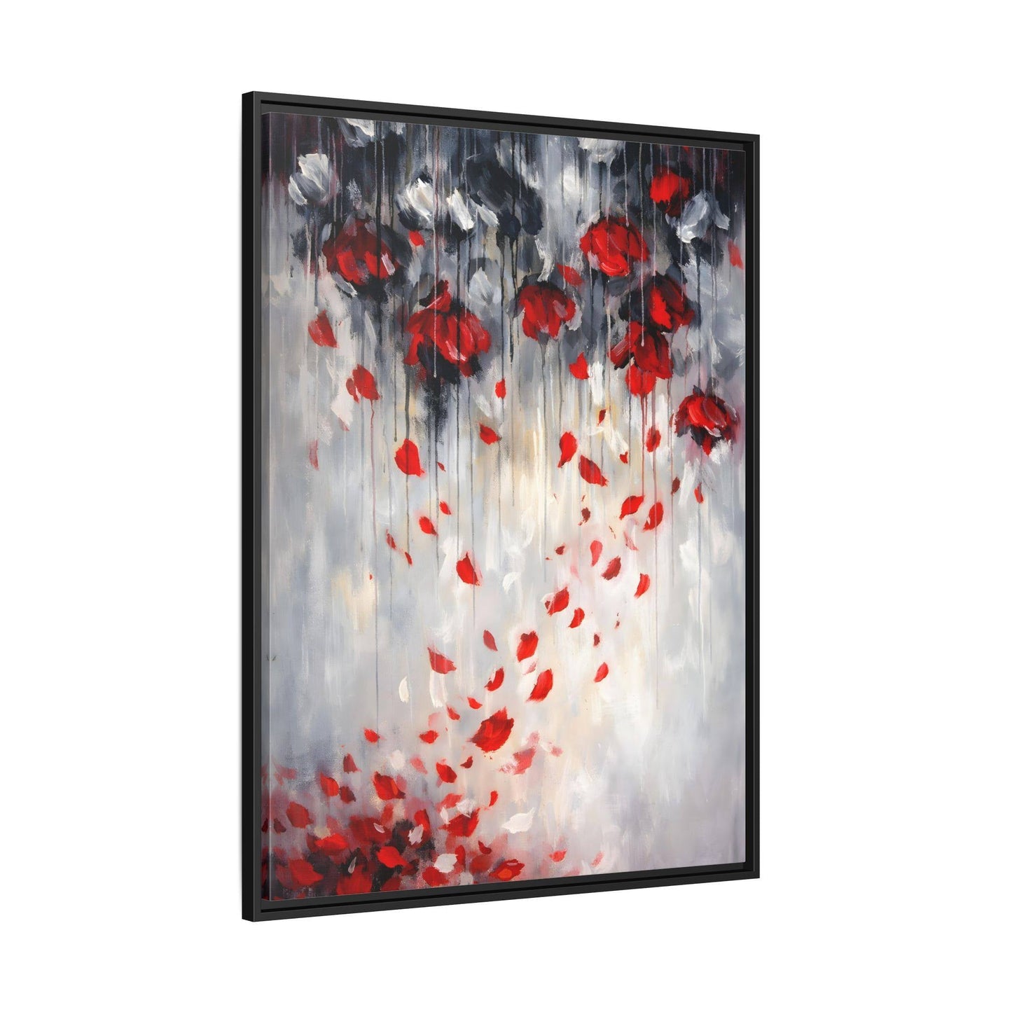 Storm of Scarlet Petals Matte Canvas, Framed (Multi - color) - ZumBuys
