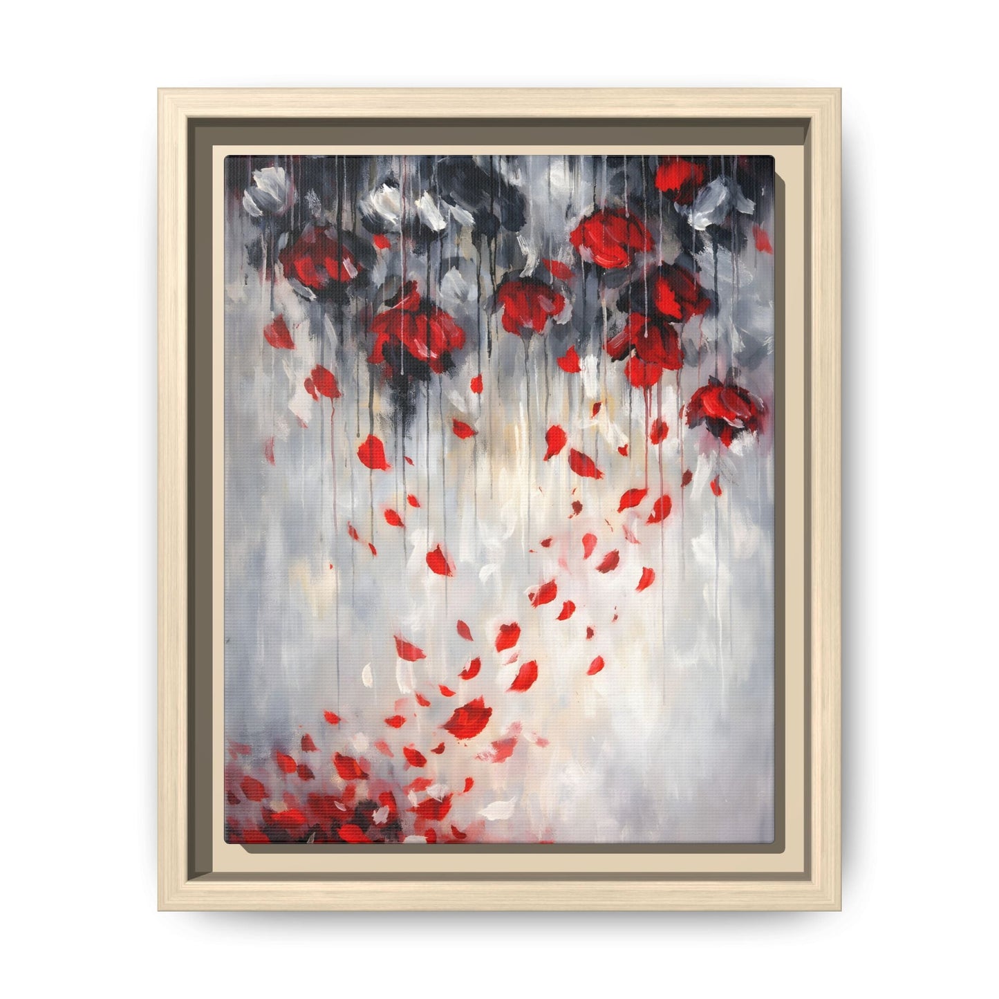 Storm of Scarlet Petals Matte Canvas, Framed (Multi - color) - ZumBuys