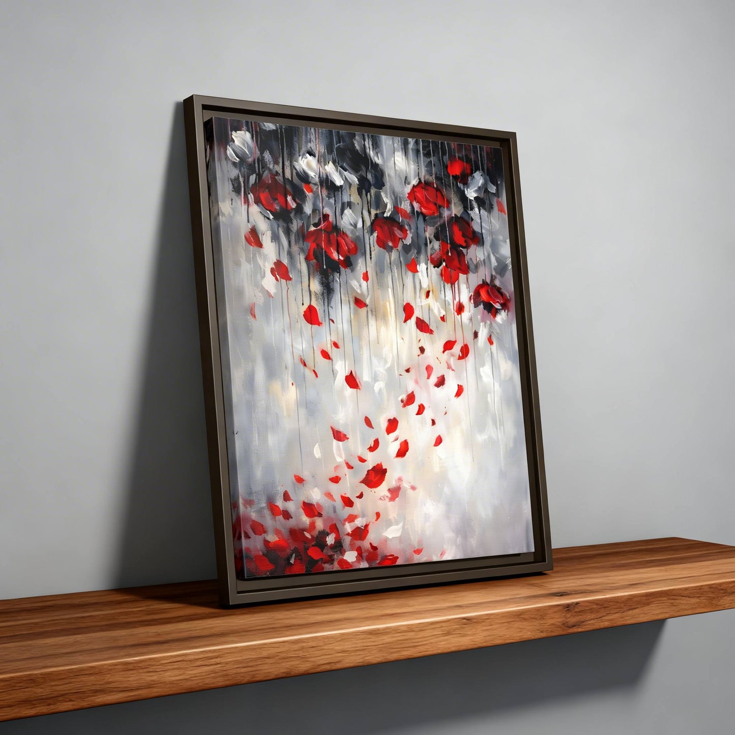 Storm of Scarlet Petals Matte Canvas, Framed (Multi - color) - ZumBuys