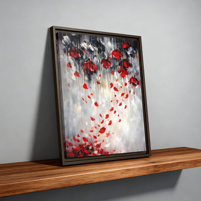 Storm of Scarlet Petals Matte Canvas, Framed (Multi - color) - ZumBuys