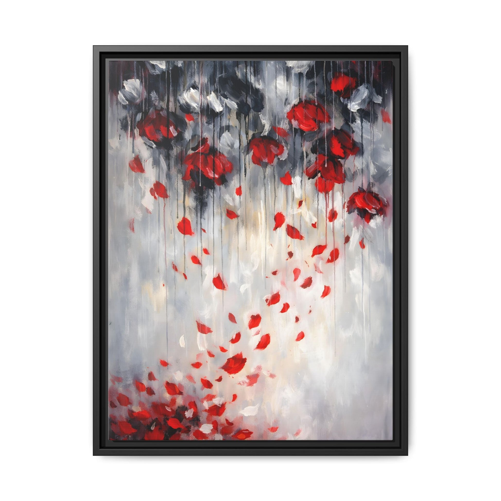 Storm of Scarlet Petals Matte Canvas, Framed (Multi - color) - ZumBuys